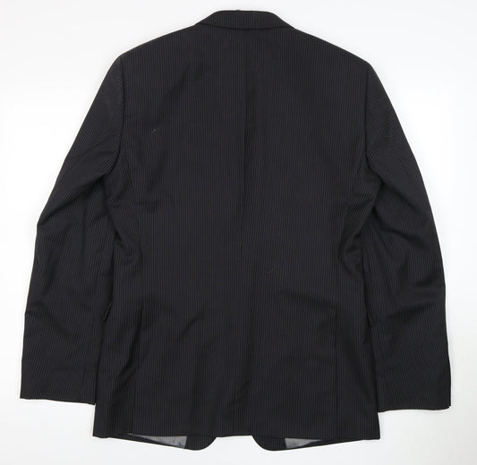 Next Men's Black Blazer, 38R, Striped, Elegant Style