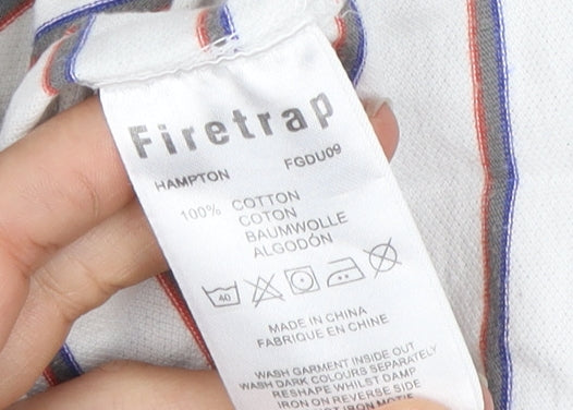 Firetrap Men's Multicoloured Striped Polo Shirt M
