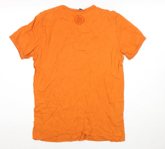 H&M Men's Orange Graphic Short Sleeve T-Shirt, S