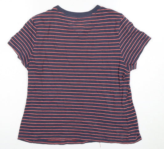 Tommy Jeans Women's Blue Striped T-Shirt M