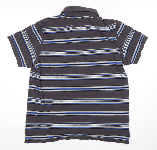 Jasper Conran Men's Grey Striped Polo Shirt L
