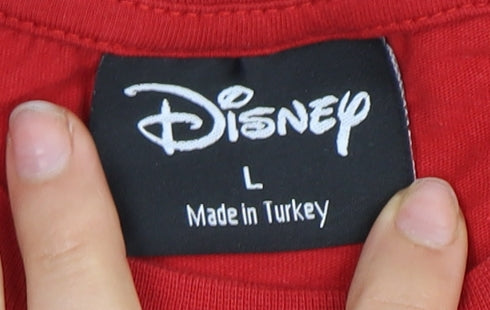 Disney Men’s Red Mickey Mouse T-Shirt - Large