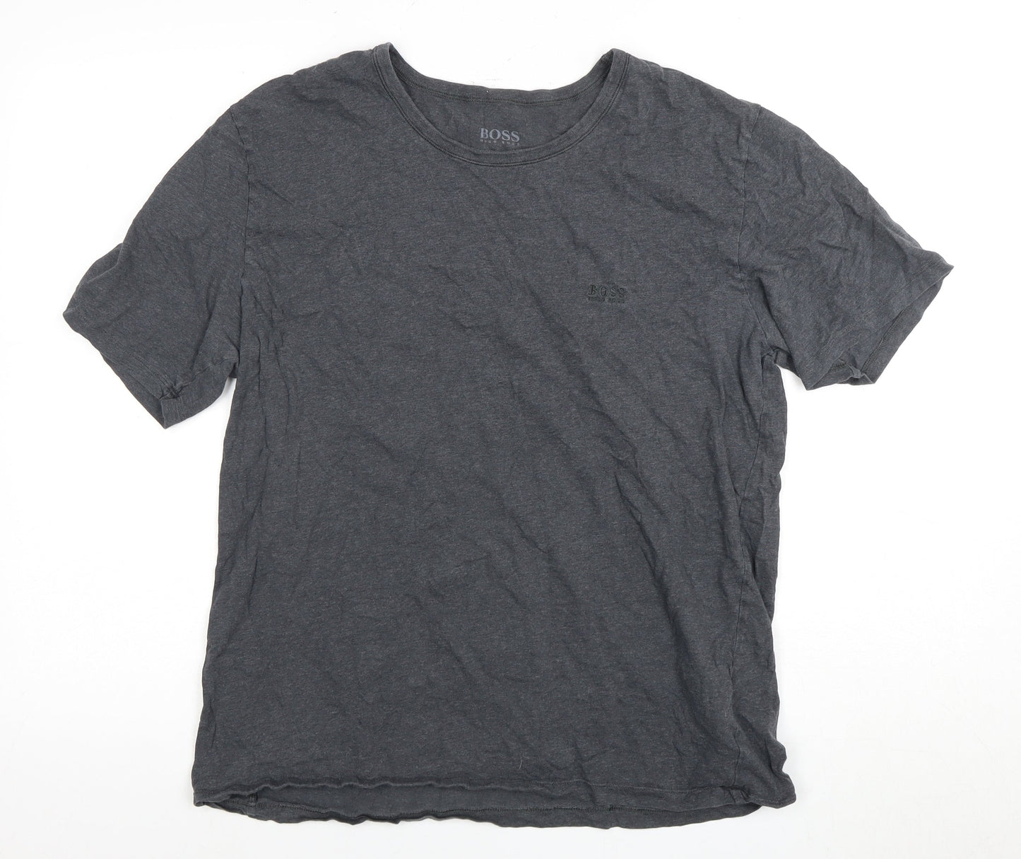 BOSS Men's Grey Cotton T-Shirt XL Crew Short Sleeve