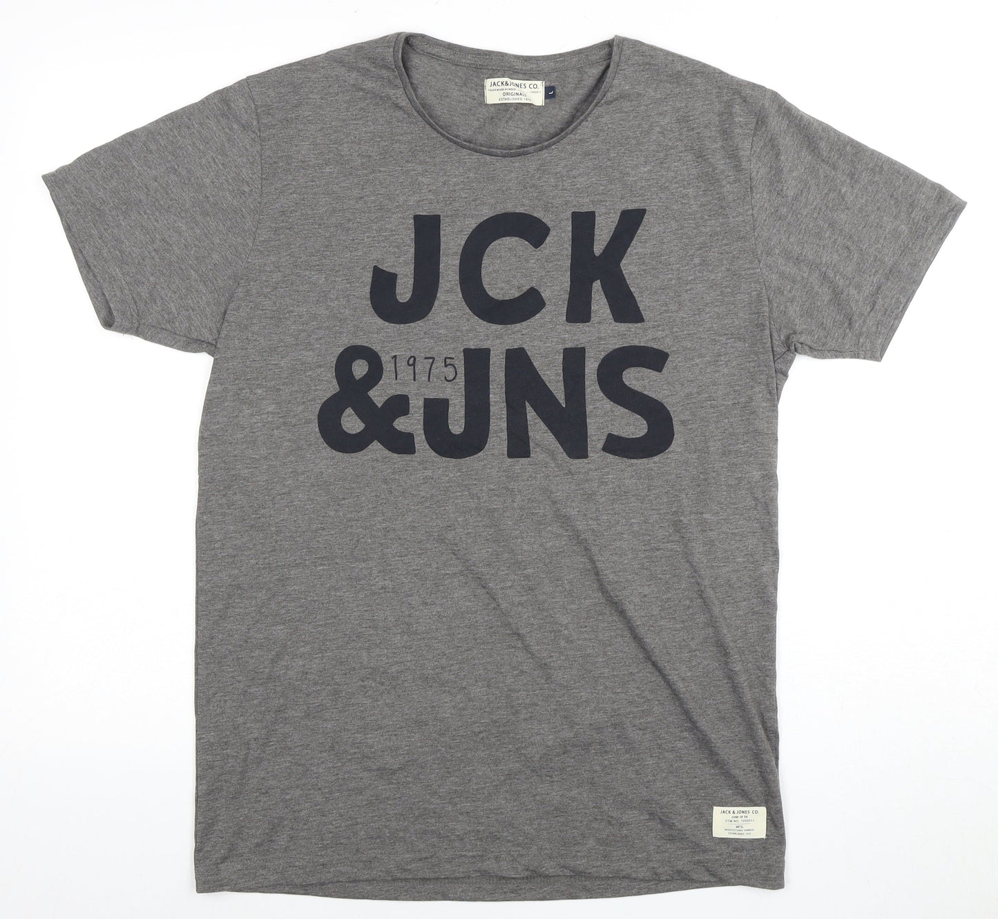 Jack & Jones Men's Grey Logo T-Shirt, Size L