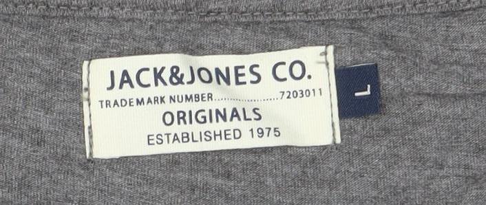 Jack & Jones Men's Grey Logo T-Shirt, Size L