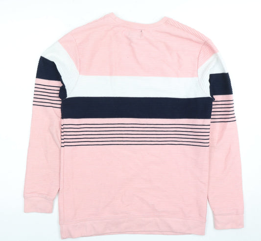 BRYSKY Men’s Pink Striped Pullover Jumper L