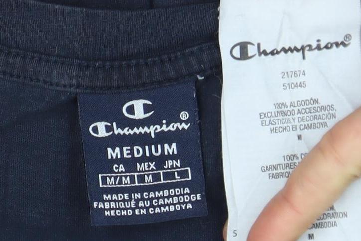 Champion Men's Black Medium T-Shirt with Logo