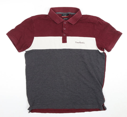 Pierre Cardin Men's Red Colourblock Polo Shirt M