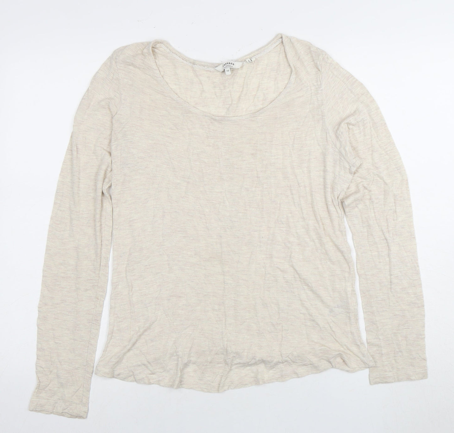 FatFace Women's Beige Scoop Neck Long Sleeve T-Shirt