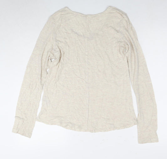 FatFace Women's Beige Scoop Neck Long Sleeve T-Shirt