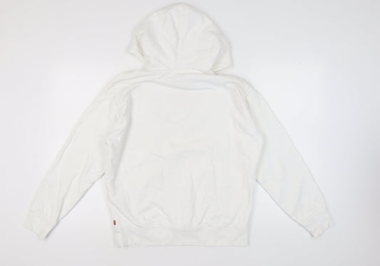 Levi's Mens White Hoodie M Pullover Logo Graphic