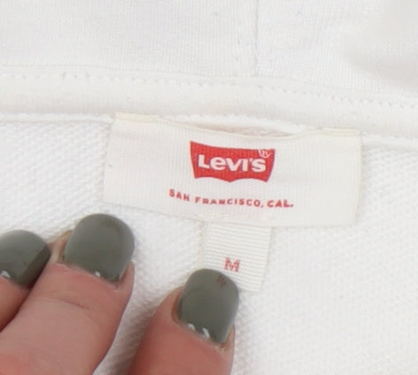 Levi's Mens White Hoodie M Pullover Logo Graphic