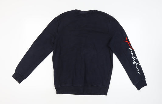 River Island Men’s Black Sweatshirt M Embroidered