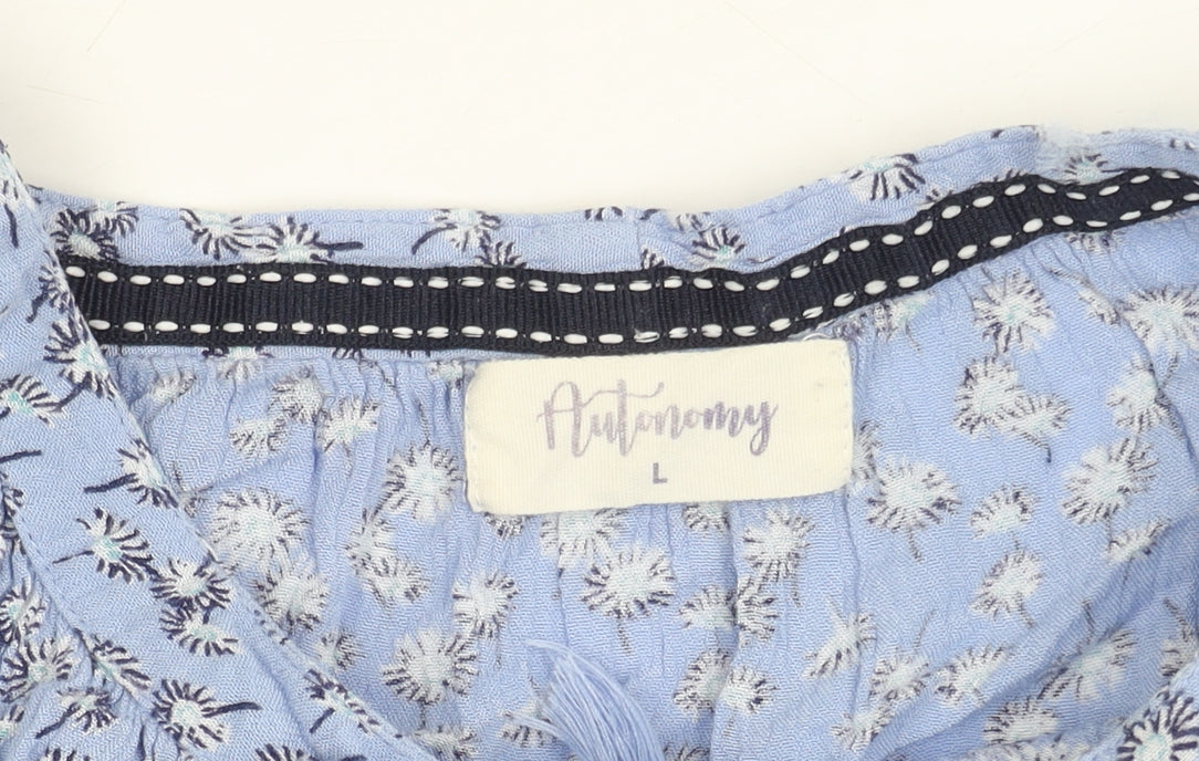 Bonmarché Women's Blue Floral Tunic Blouse - Size L