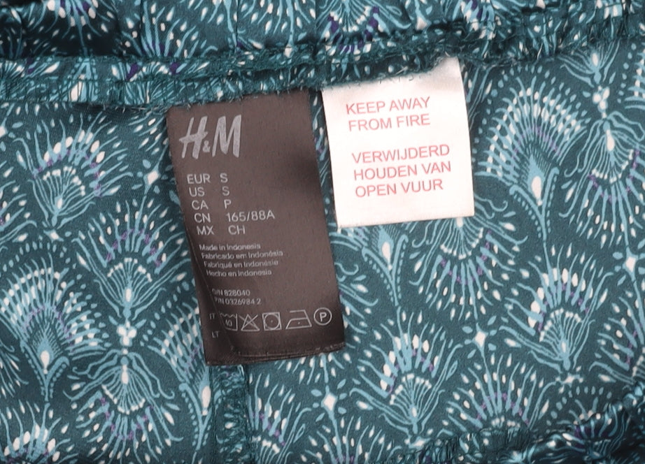 H&M Women's Blue Geometric Wide-Leg Trousers S