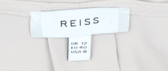 Reiss Women's Beige Wrap Blouse Size 12 Polyester V-Neck