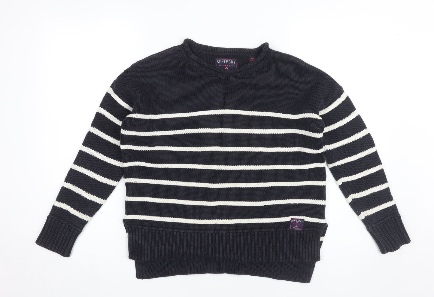 Superdry Women's Black Striped Knit Jumper XS
