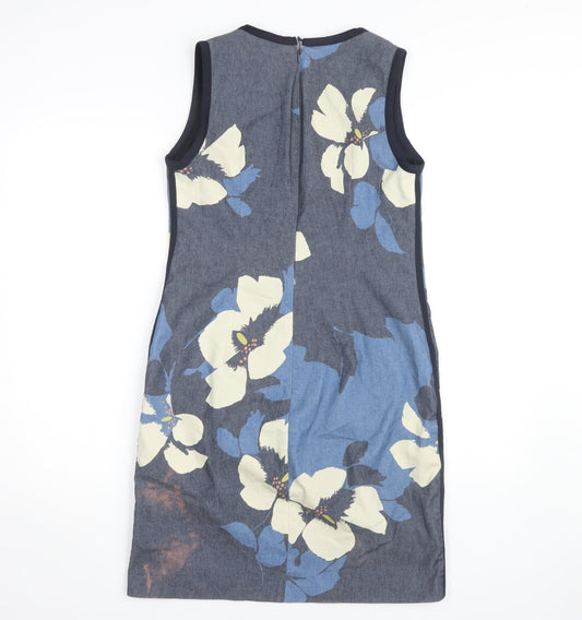 Hobbs Women Blue Floral Sheath Dress - Size 10