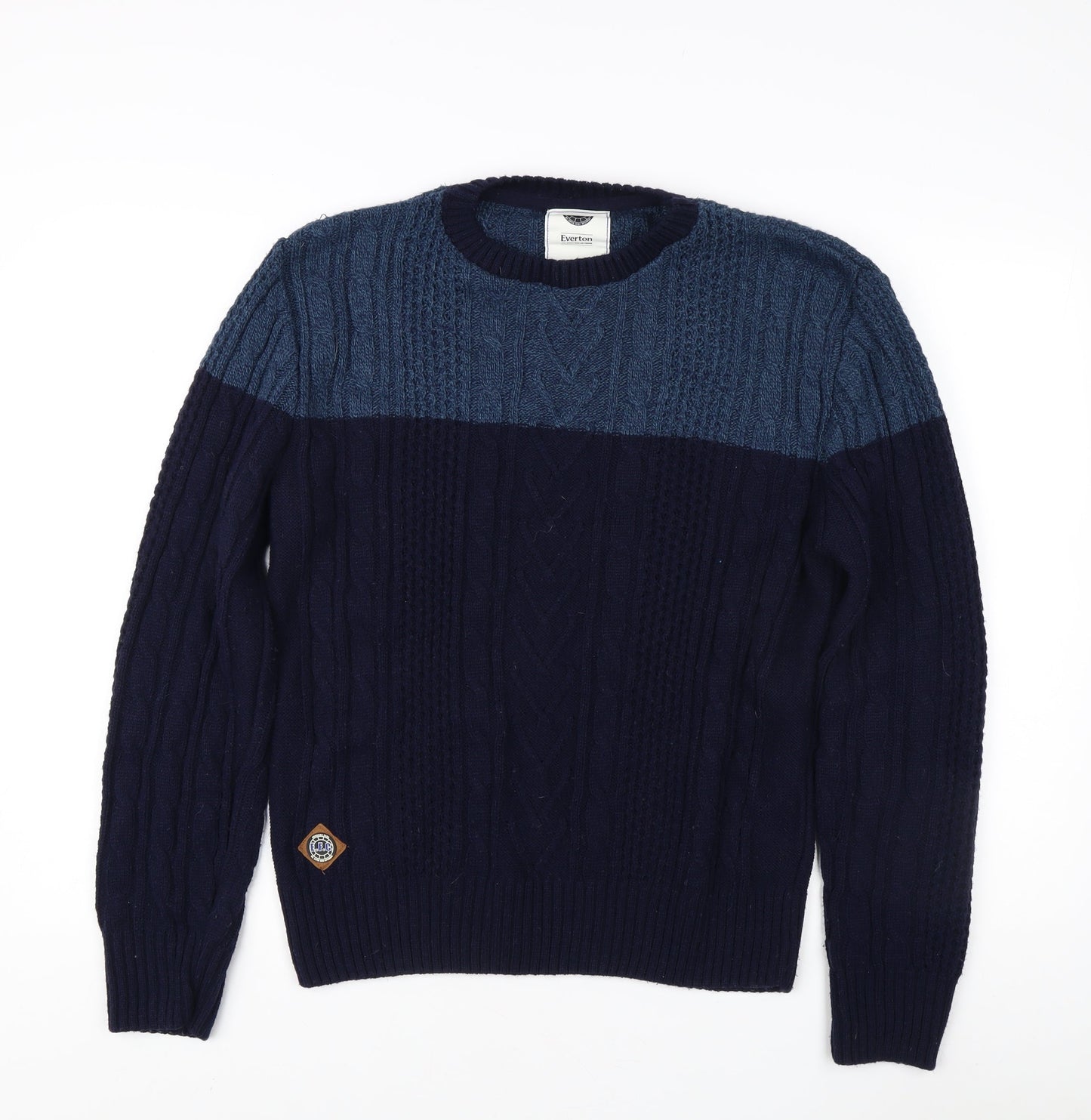 Everton Men's Blue Cable-Knit Pullover Jumper - M
