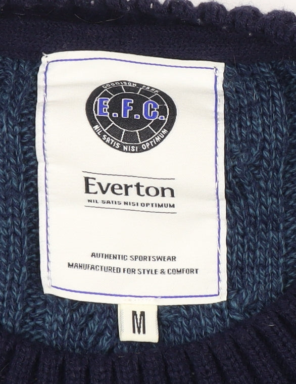 Everton Men's Blue Cable-Knit Pullover Jumper - M