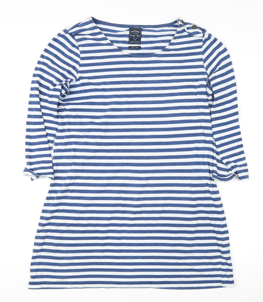 Womens UK Size 10 FatFace Blue 100% Cotton T-Shirt