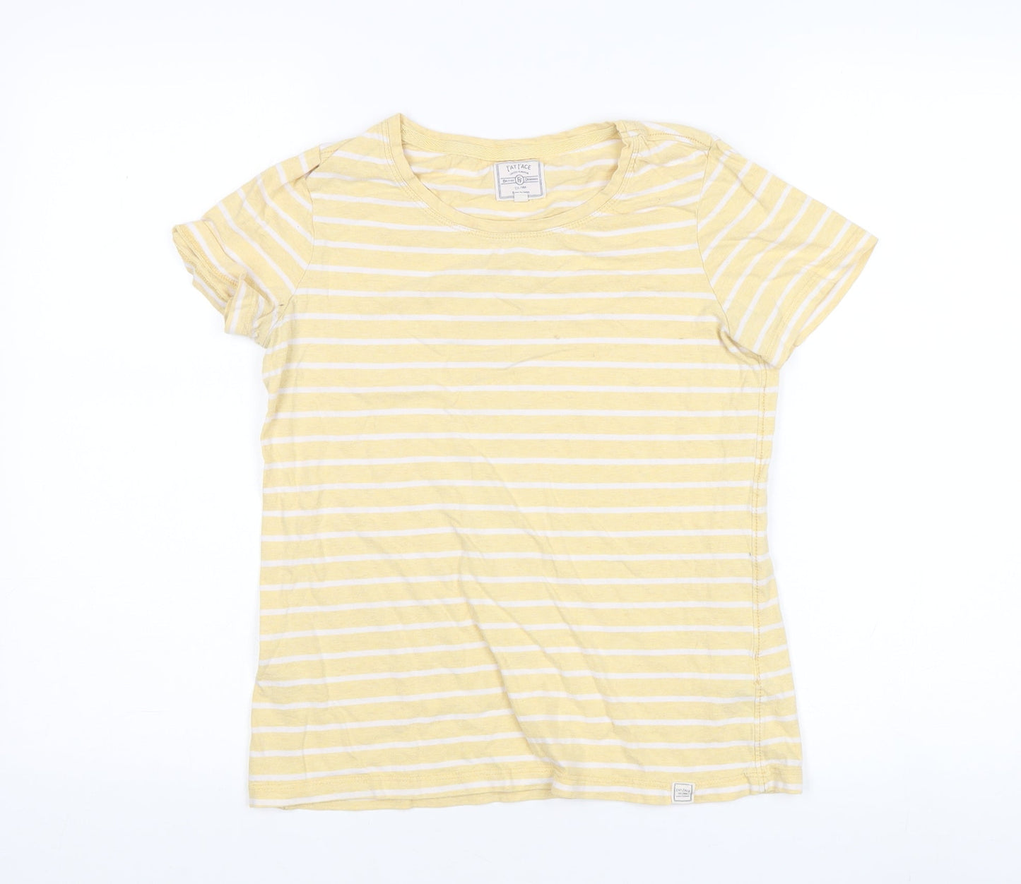 Fat Face Women's Yellow Striped Cotton T-Shirt, Size 6