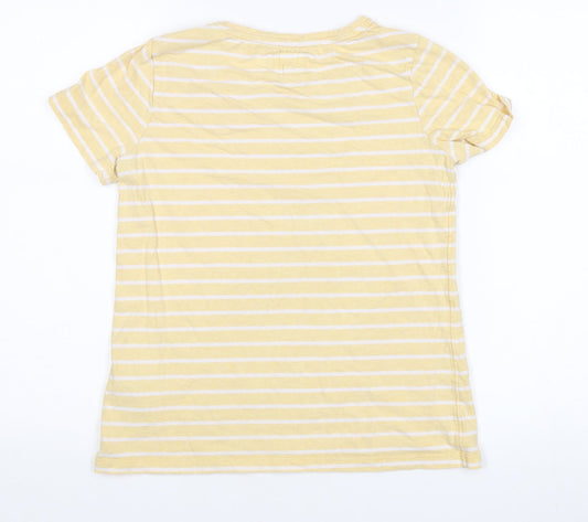 Fat Face Women's Yellow Striped Cotton T-Shirt, Size 6