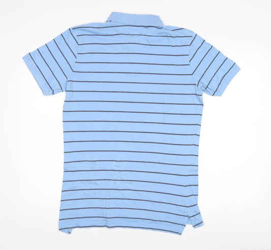 Gap Men's Blue Striped Slim Fit Polo, Size L