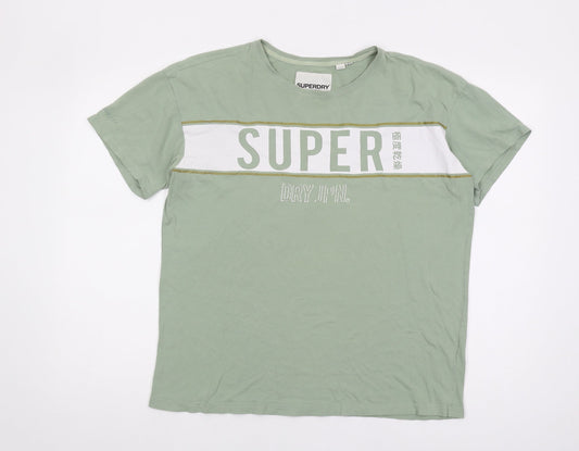 Superdry Women's Green Cotton T-Shirt Size 12