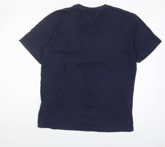 Tommy Hilfiger Men's Blue T-Shirt, M, Short Sleeve, Crew Neck