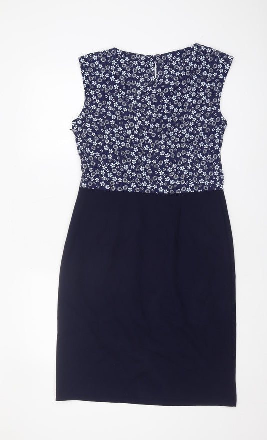 Laura Ashley Women's Blue Floral Shift Dress Size 12