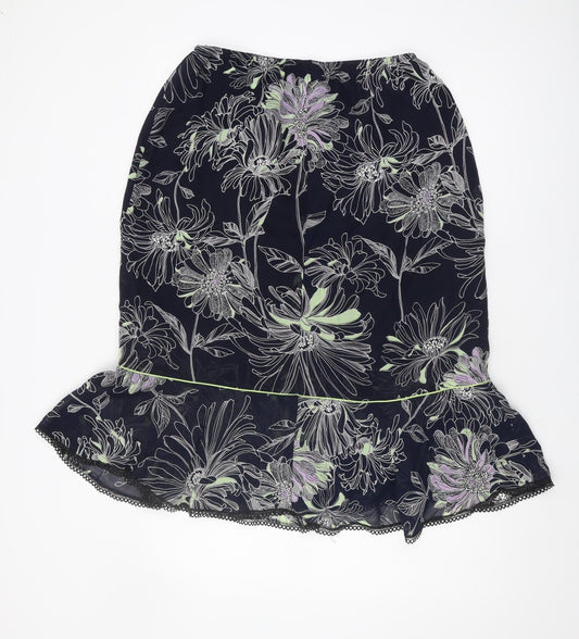 Roman Originals Women's Black Floral Skirt Size 16
