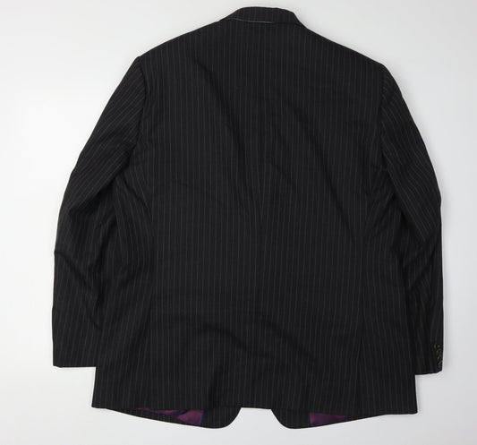 Magee Men's Black Pinstripe Blazer 46 Regular Wool