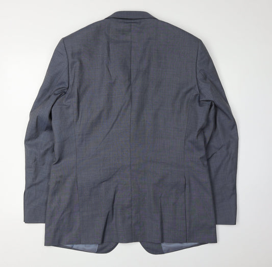 Moss 1851 Men's Blue Suit Jacket Regular Check 44R