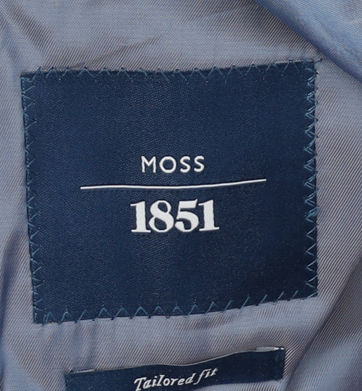 Moss 1851 Men's Blue Suit Jacket Regular Check 44R