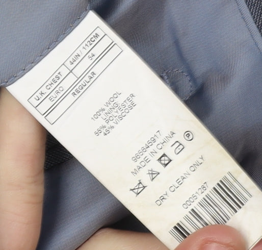 Moss 1851 Men's Blue Suit Jacket Regular Check 44R