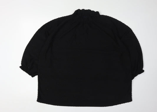 Jacques Women's Black Blouse, Size 20, High Neck