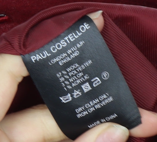 Paul Costelloe Women's Red Wool Overcoat Size 10