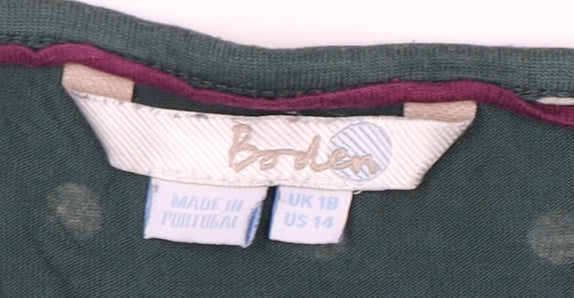Boden Women's Green Polka Dot Blouse, Size 18, Long Sleeve