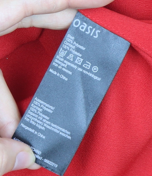 Oasis Women's Red Short Sleeve Blouse Size Regular