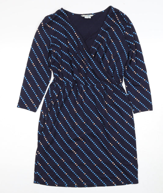 Boden Women's Blue Polka Dot Wrap Dress, Size 8