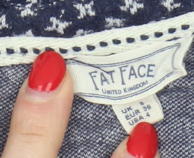 Fat Face Women's Blue Floral Long Sleeve Top Size 8