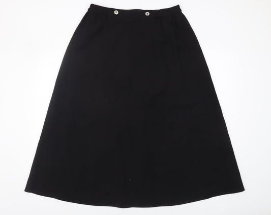 Jaeger Women's Black Wool A-Line Midi Skirt Size 16