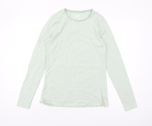 Lands' End Women's Green Striped T-Shirt, Size M