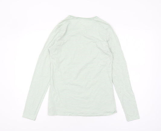Lands' End Women's Green Striped T-Shirt, Size M
