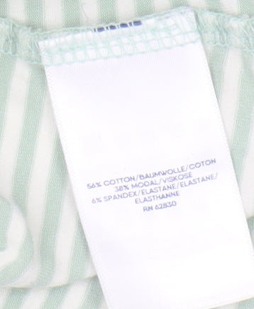 Lands' End Women's Green Striped T-Shirt, Size M
