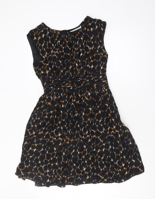 Boden Women's Black Brown Animal Print A-Line Dress