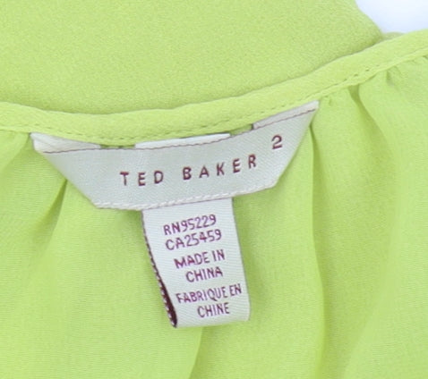 Ted Baker Women's Green Silk Top Size 10