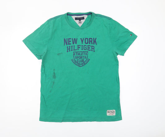 Tommy Hilfiger Men's Green Graphic T-Shirt Size L