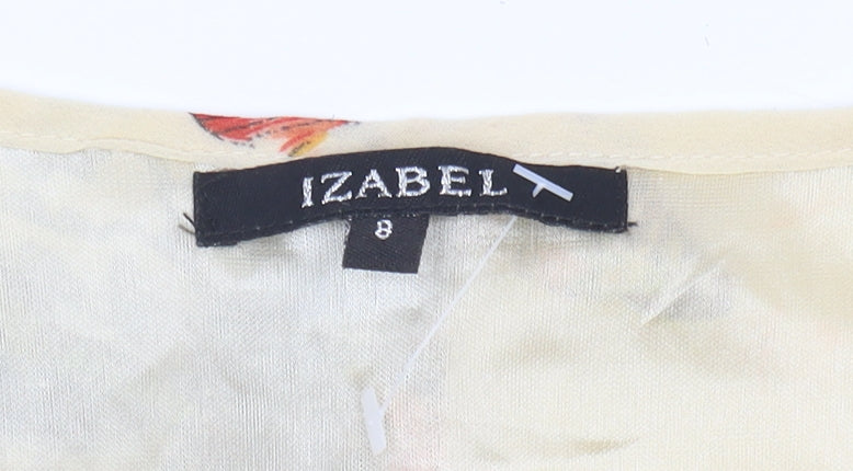 Brand and care label for Izabel Women's Multicoloured Butterfly Blouse, size 8